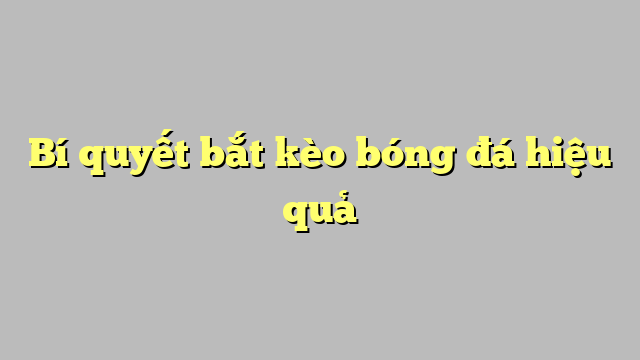 Bí quyết bắt kèo bóng đá hiệu quả